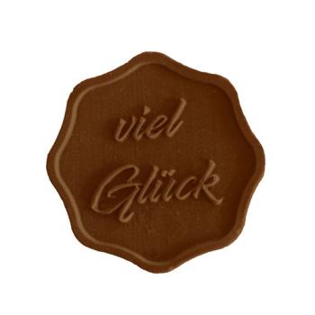 Schokoladengießform Siegel "Viel Glück"